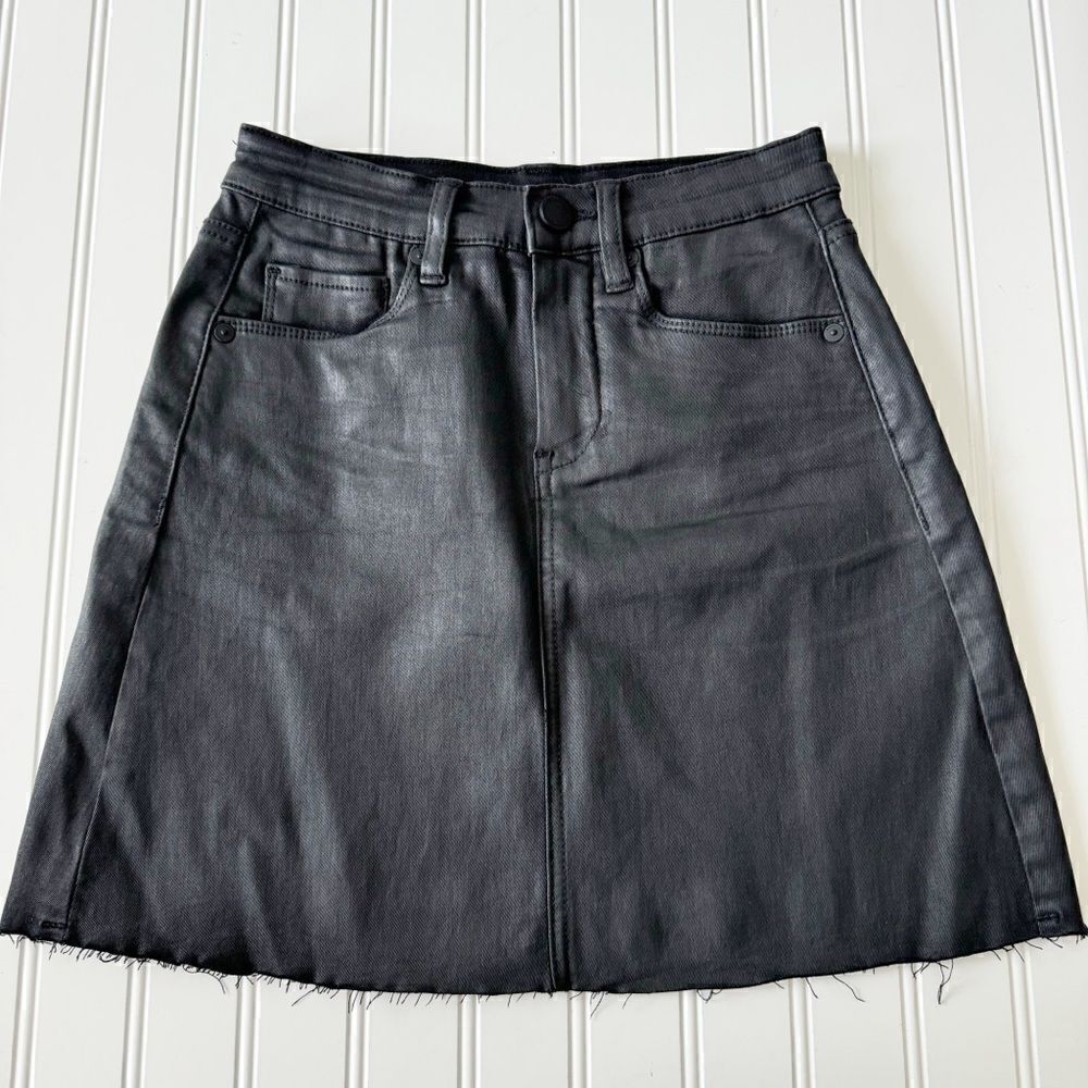 BlankNYC Women's Spartacus Black Coated Denim Mini Skirt - Size24